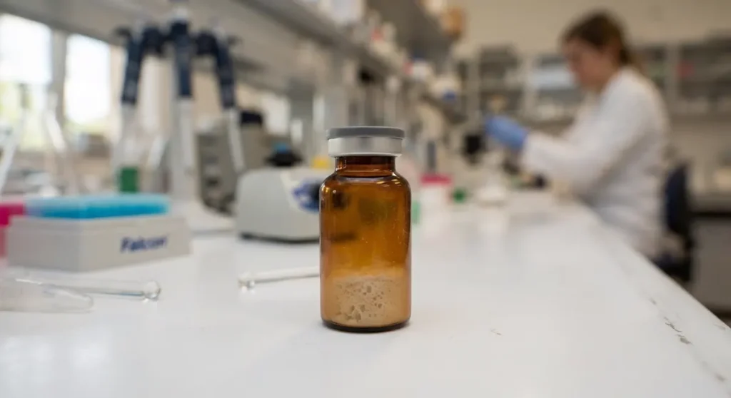 Peptid se isporučuje u liofiliziranom obliku, u staklenoj bočici s netaknutim čepom.