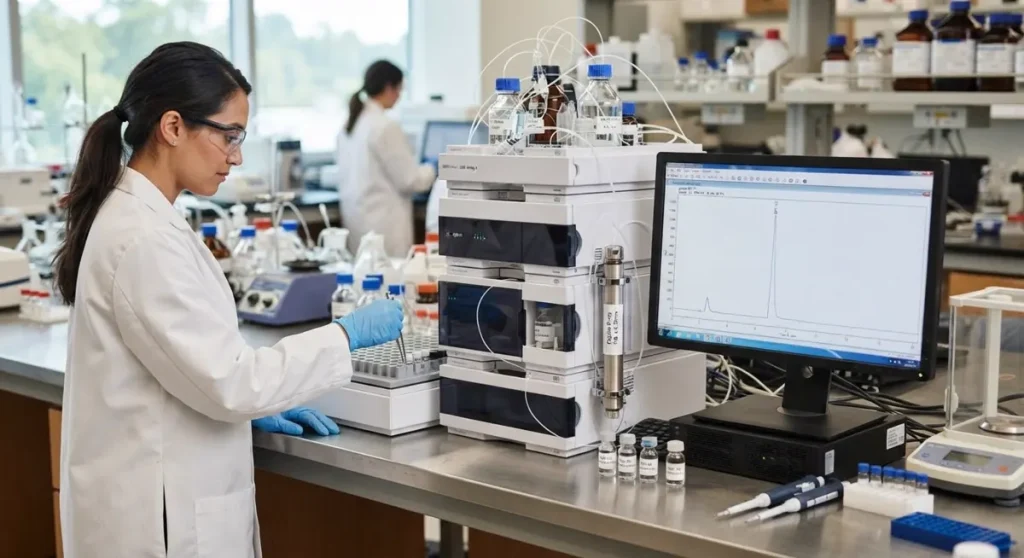 Analitička kontrola čistoće provodi se HPLC metodom za svaku seriju.